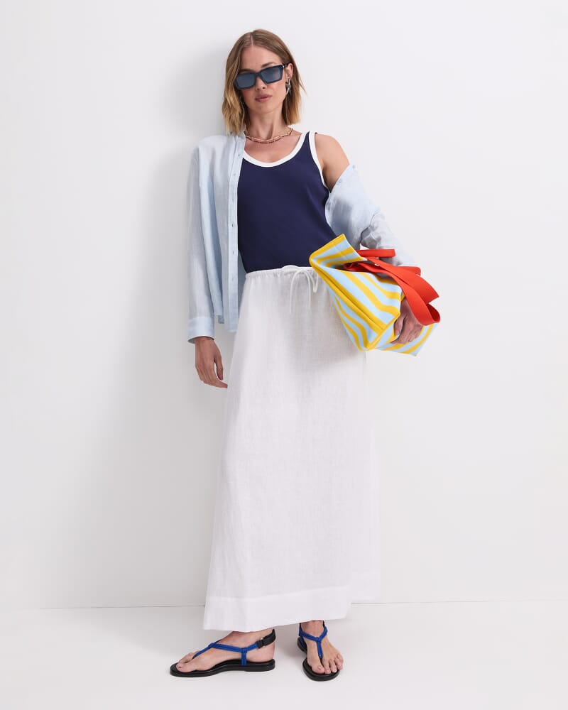 Ariana Linen Maxi Skirt in WHITE