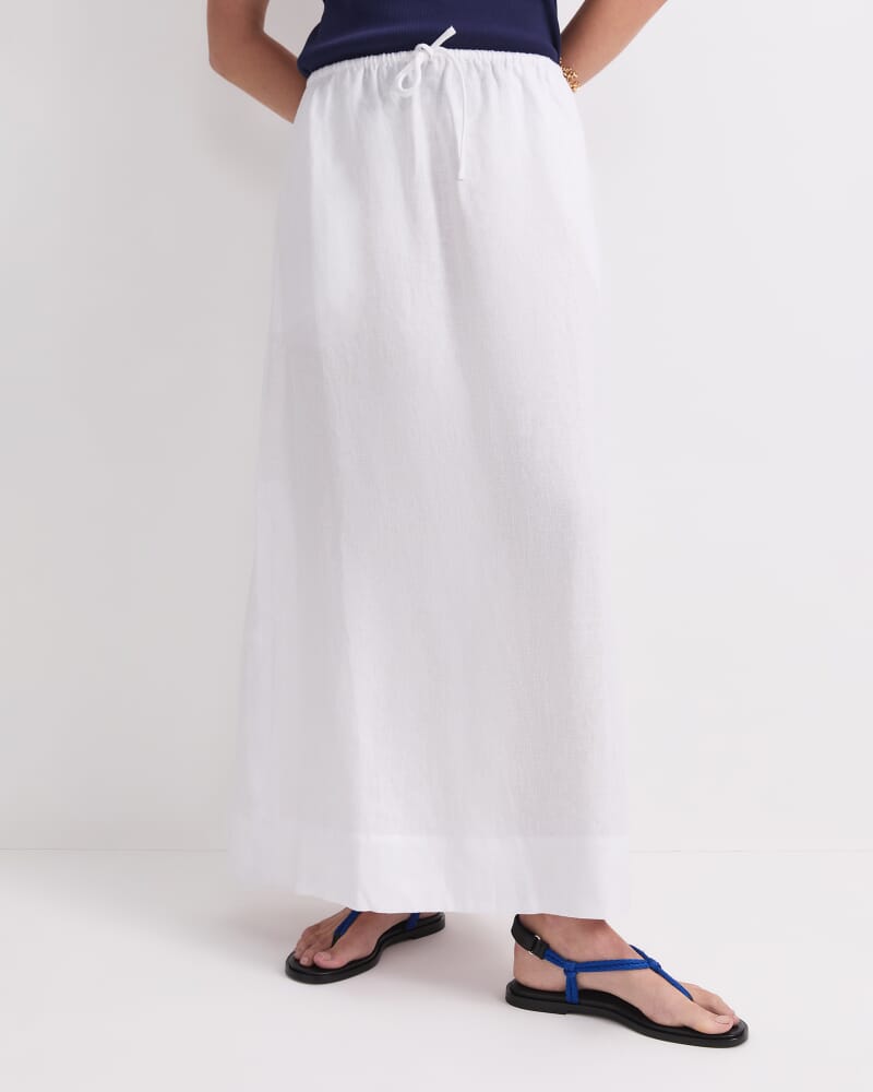 Ariana Linen Maxi Skirt in WHITE