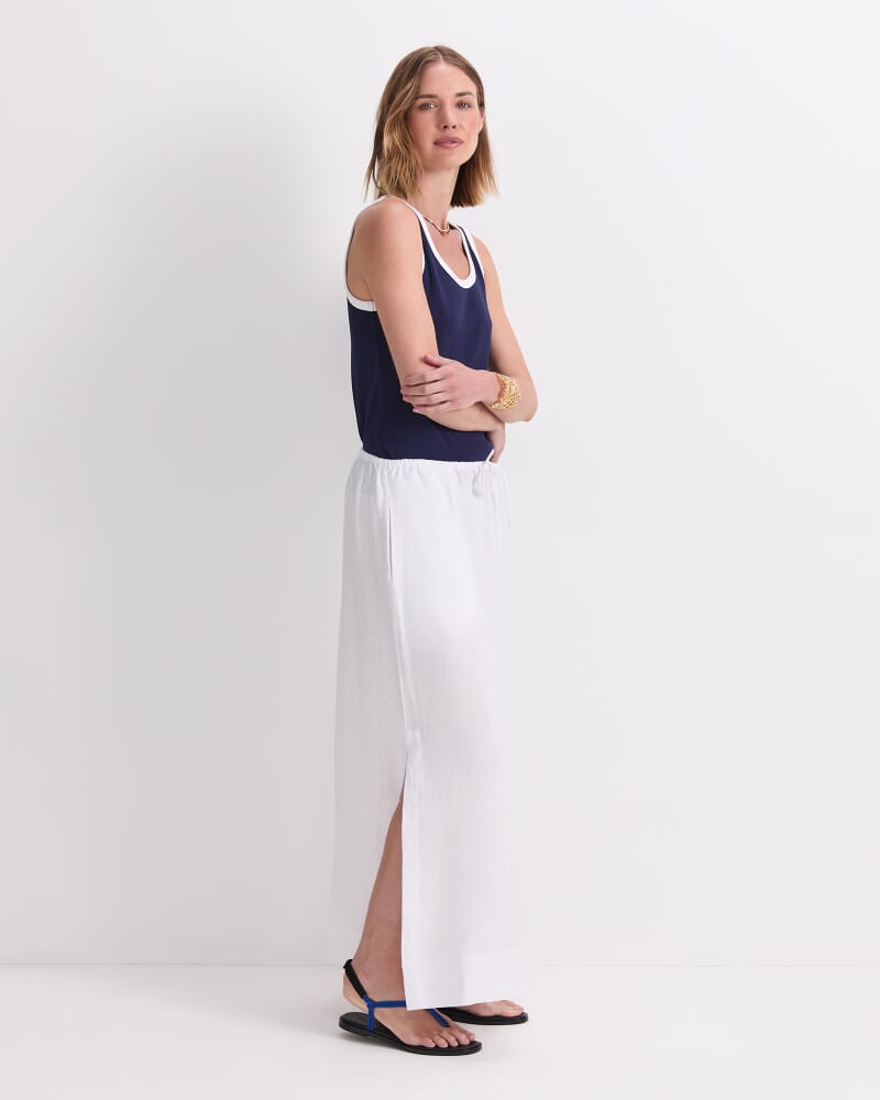 Ariana Linen Maxi Skirt in WHITE