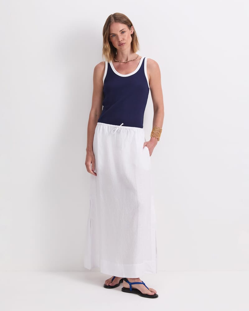 Ariana Linen Maxi Skirt in WHITE