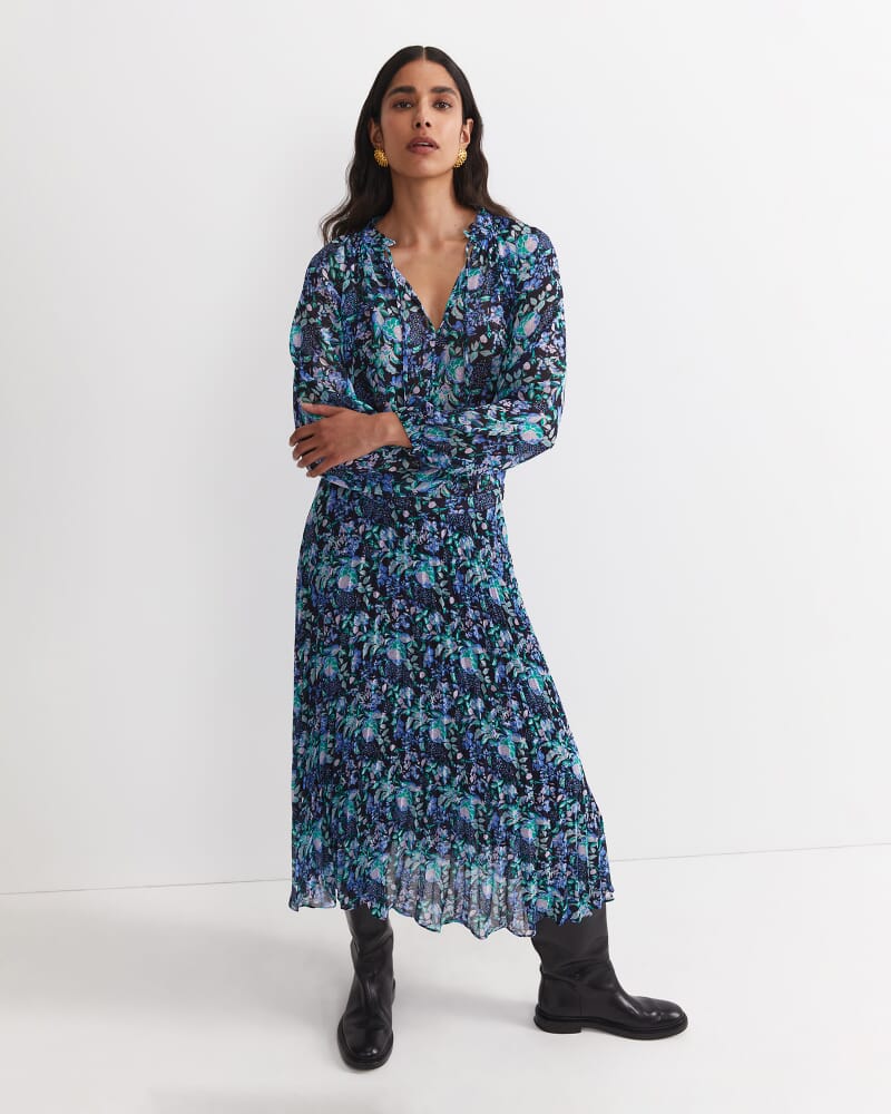 Nilsa Long Sleeve Print Blouse in BLACK MULTI