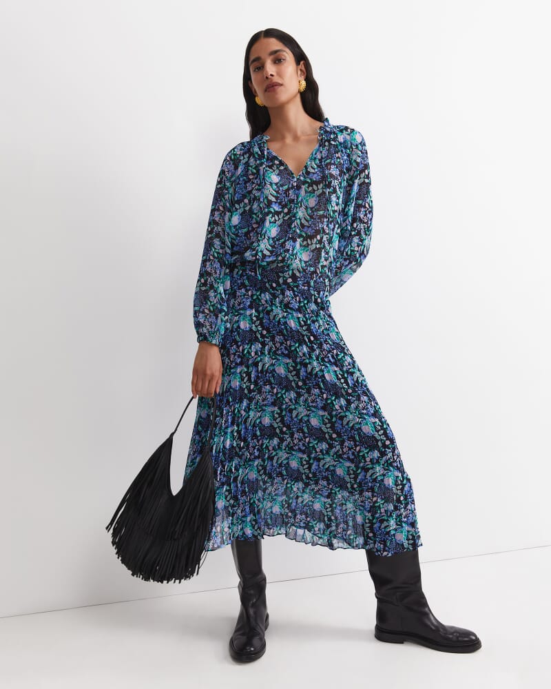 Nilsa Long Sleeve Print Blouse in BLACK MULTI