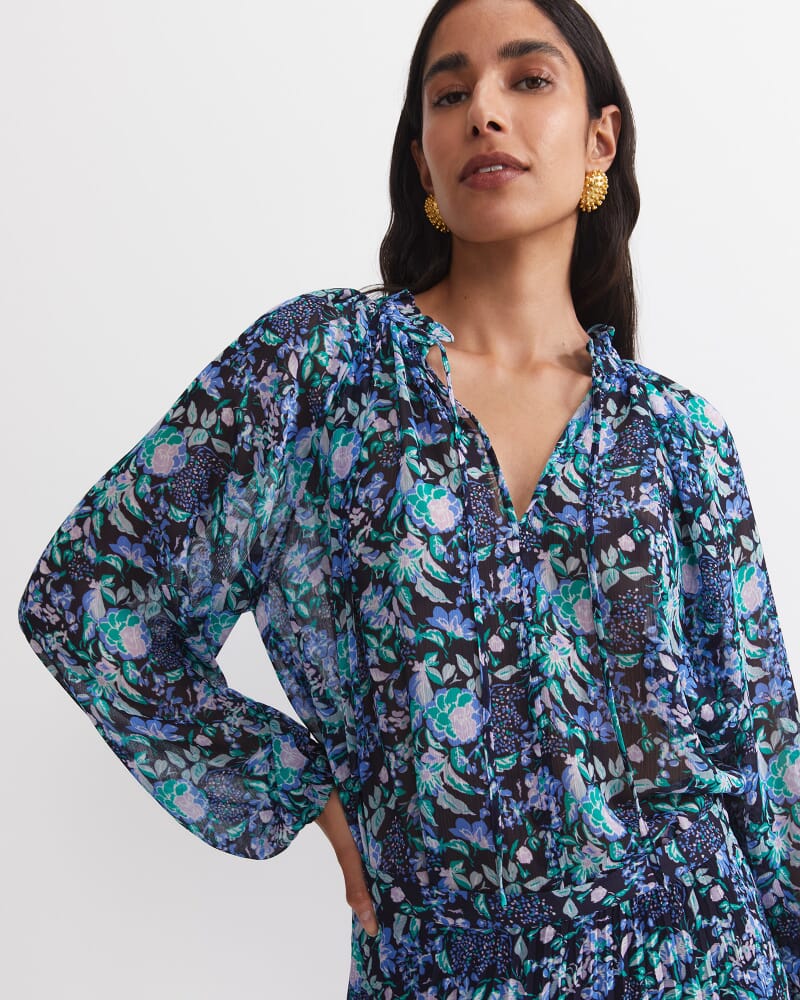 Nilsa Long Sleeve Print Blouse in BLACK MULTI