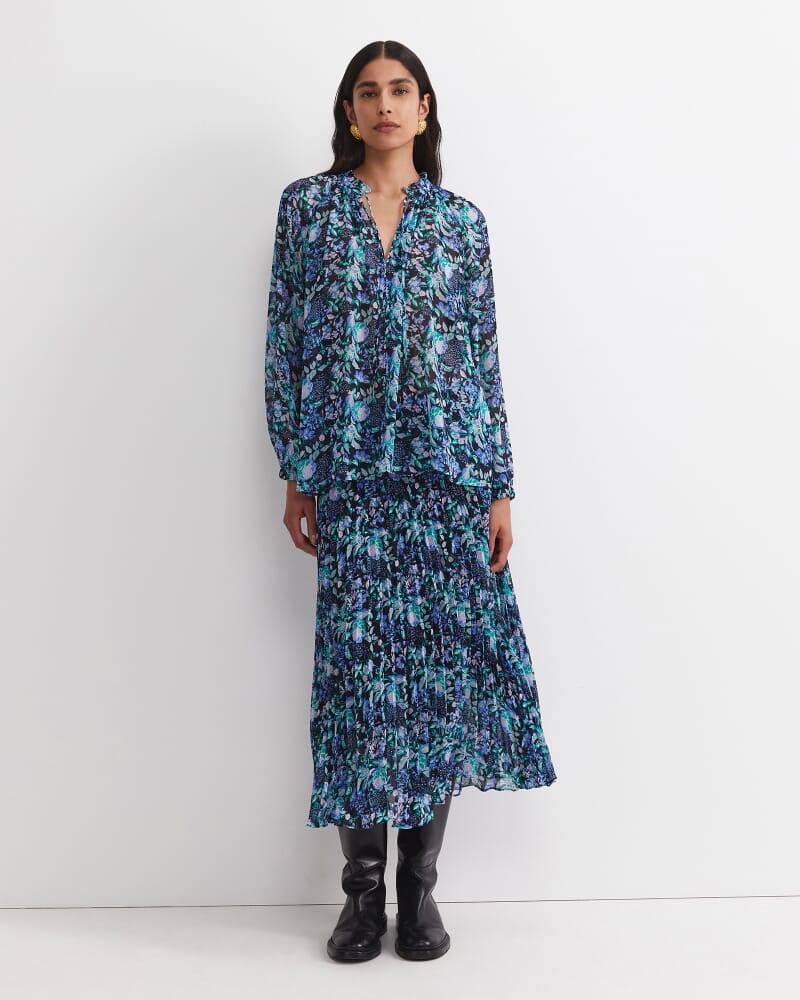 Nilsa Long Sleeve Print Blouse in BLACK MULTI