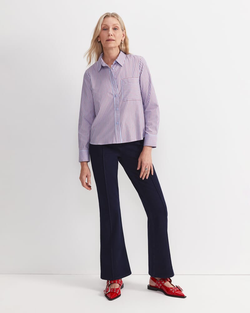 Rita Crop Shirt in BLUE/RED