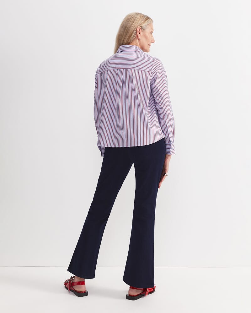 Rita Crop Shirt in BLUE/RED