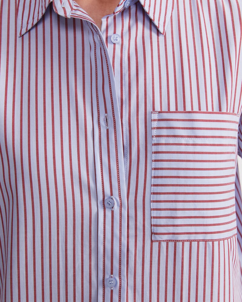 Rita Crop Shirt in BLUE/RED