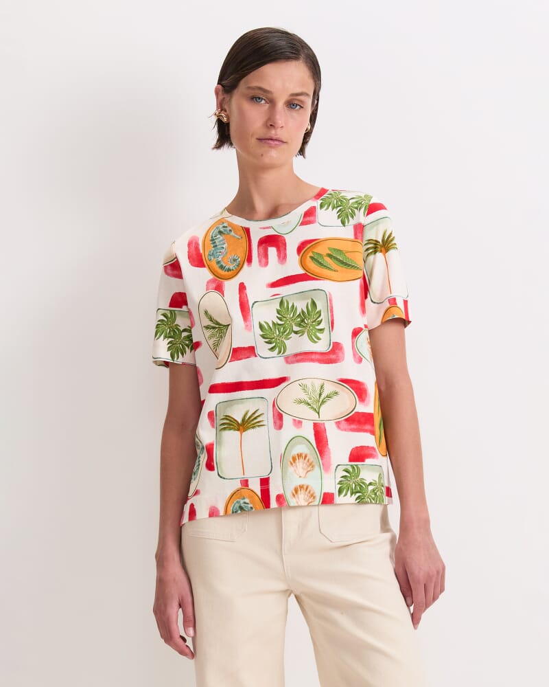 Bliss Mercerised Tee in RED MULTI