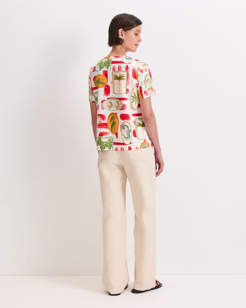 Bliss Mercerised Tee in RED MULTI