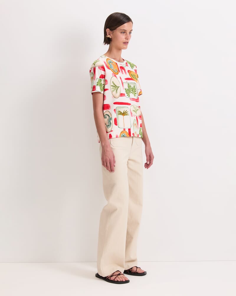 Bliss Mercerised Tee in RED MULTI