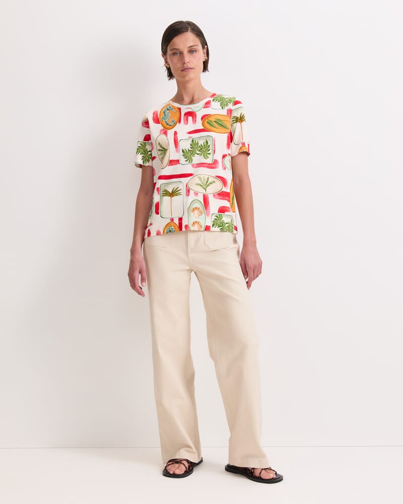 Bliss Mercerised Tee in RED MULTI