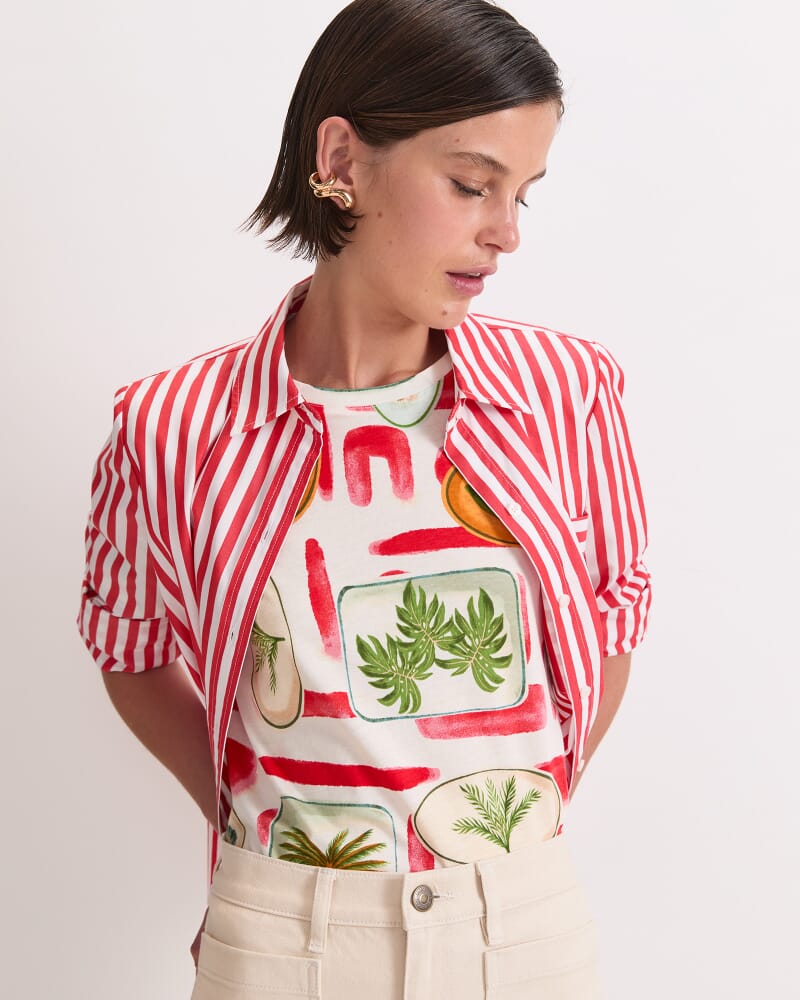 Bliss Mercerised Tee in RED MULTI