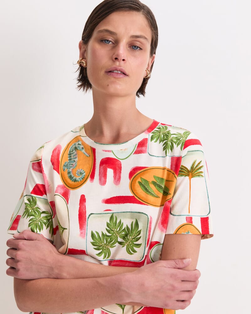 Bliss Mercerised Tee in RED MULTI