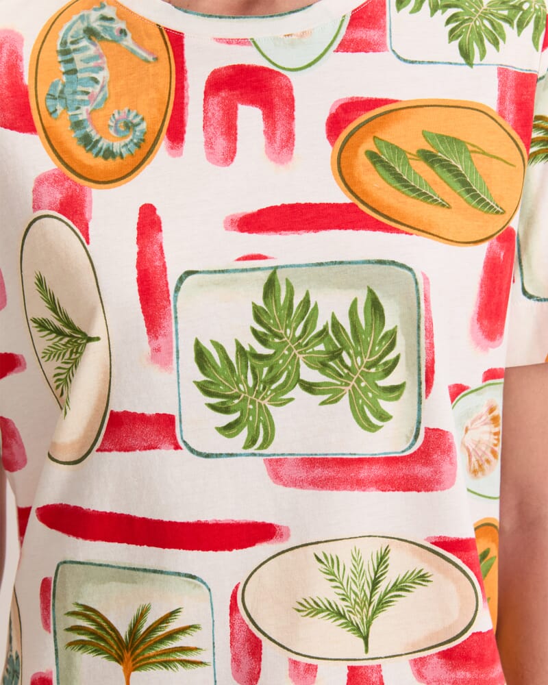 Bliss Mercerised Tee in RED MULTI