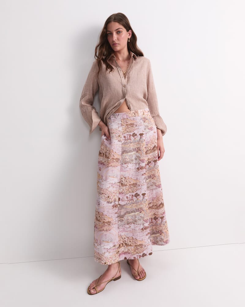 Story Map Liberty Midi Skirt in PINK MULTI