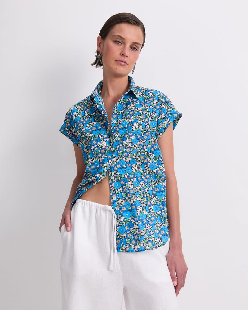 Gisou Liberty Short Sleeve Shirt in BLUE MULTI