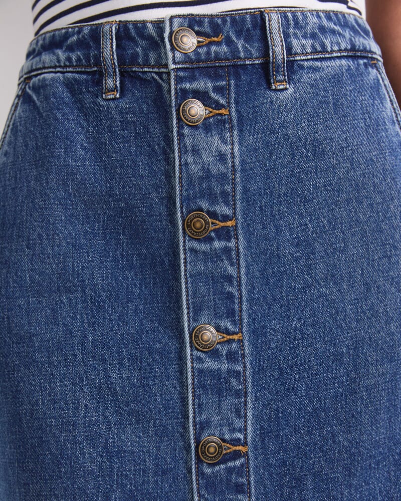 Allegra Denim Midi Skirt in MID WASH