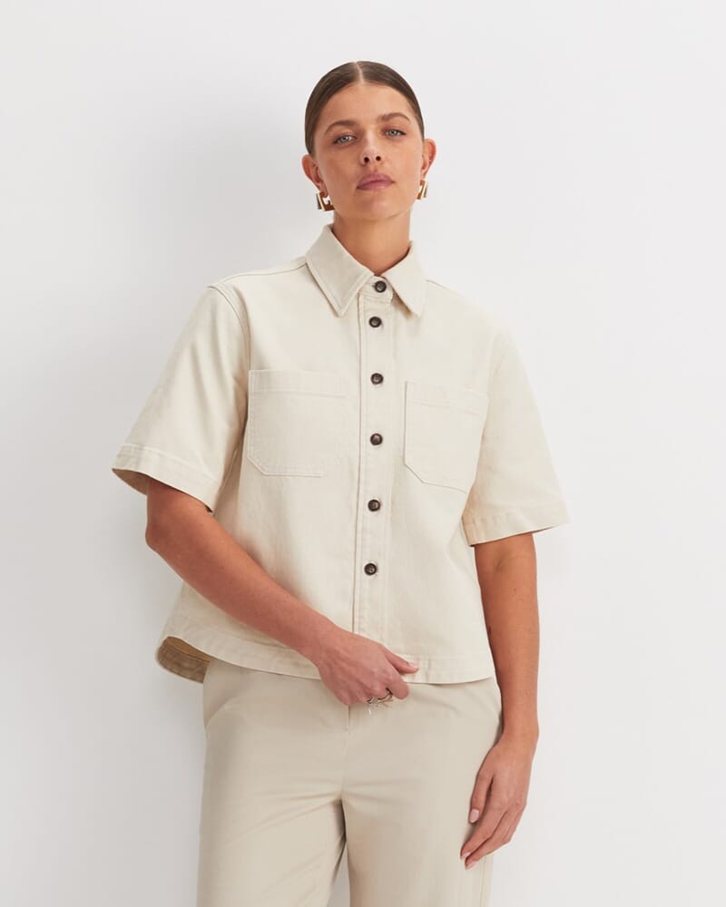 Allegra Crop Shirt in ECRU