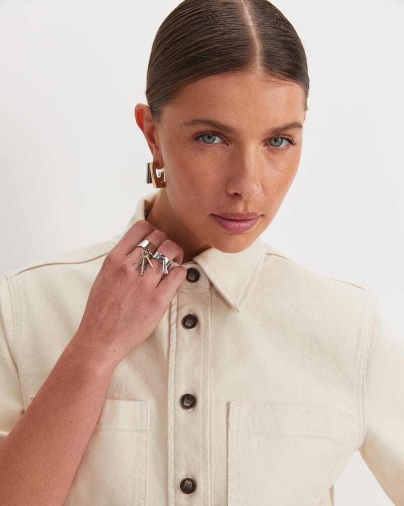 Allegra Crop Shirt in ECRU