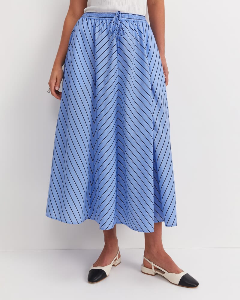 Gina Stripe Maxi Skirt in BLUE/WHITE