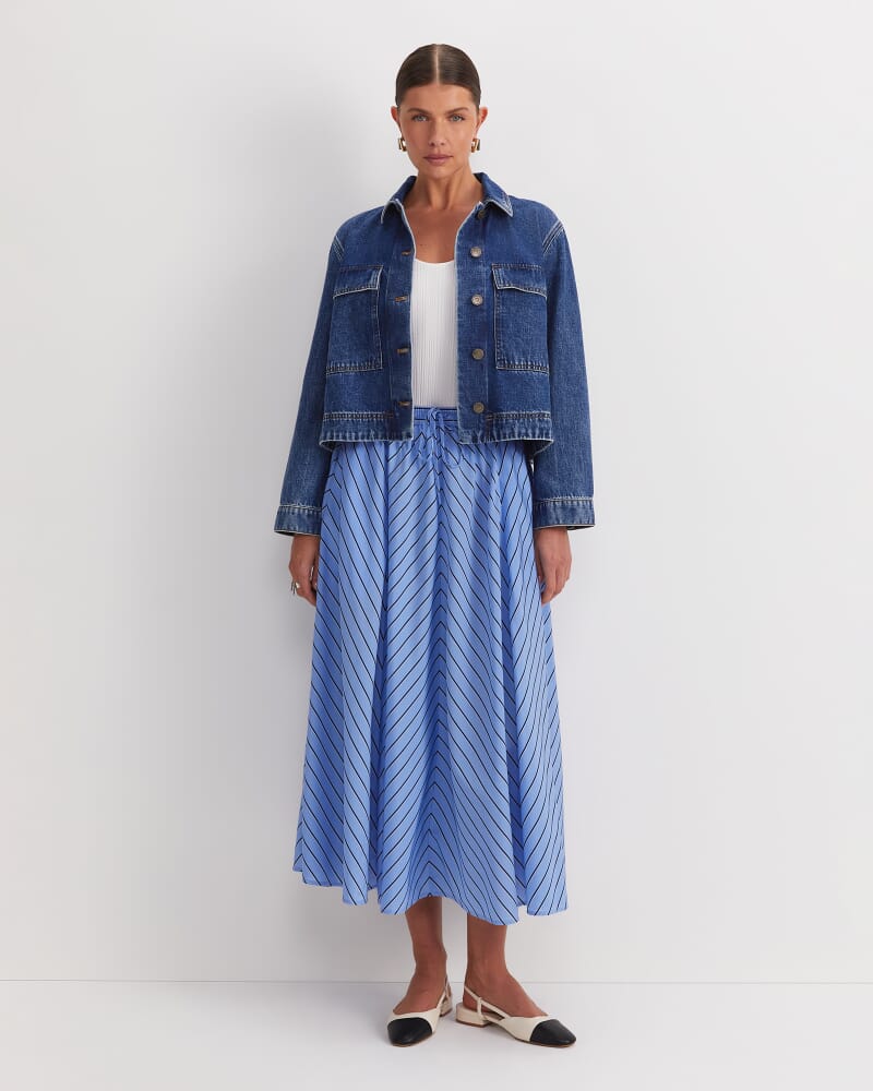 Gina Stripe Maxi Skirt in BLUE/WHITE