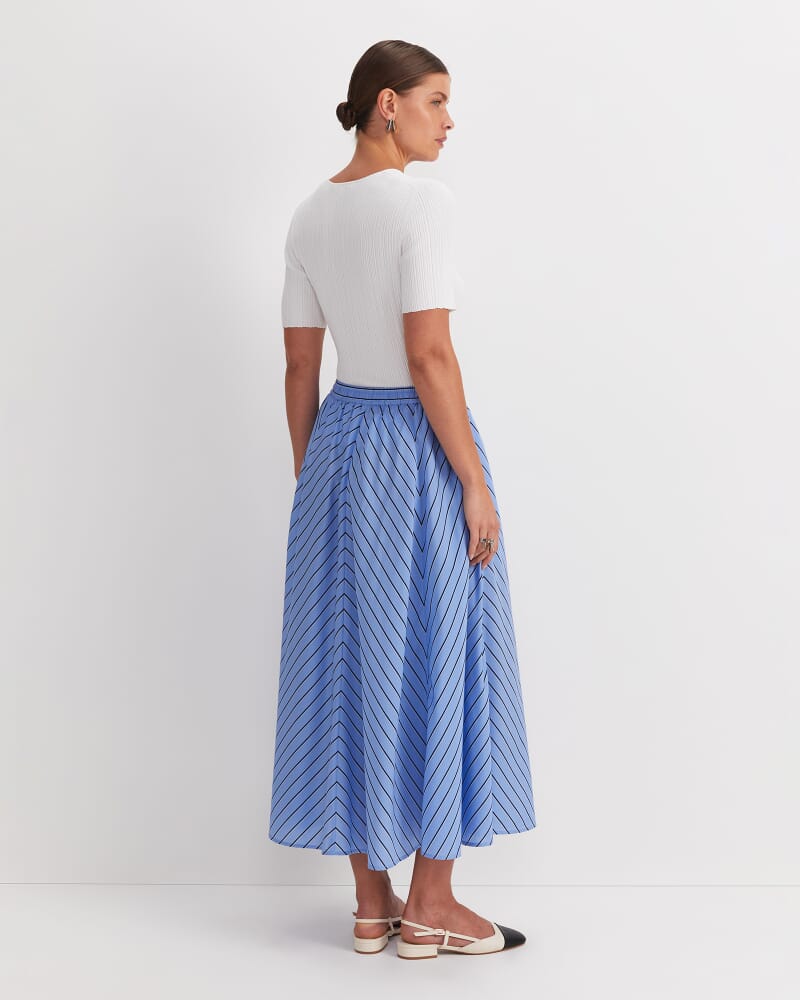 Gina Stripe Maxi Skirt in BLUE/WHITE