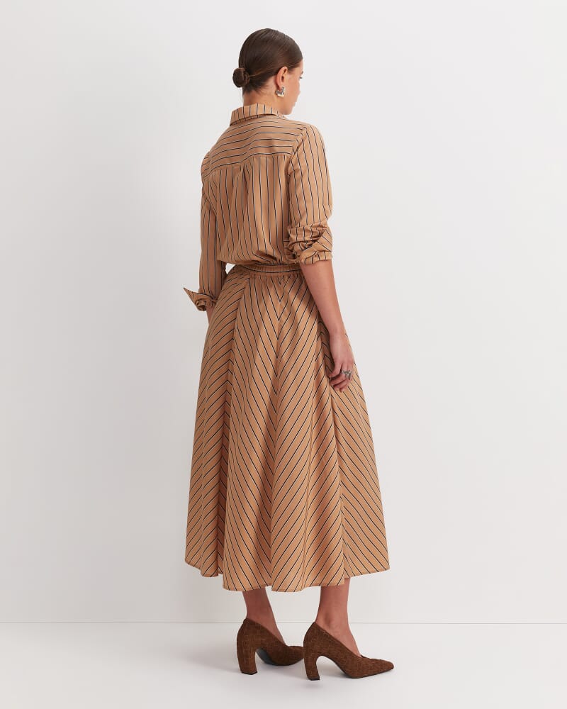 Gina Stripe Maxi Skirt in TAN/WHITE