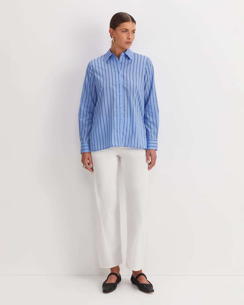 Gina Stripe Shirt in BLUE/WHITE