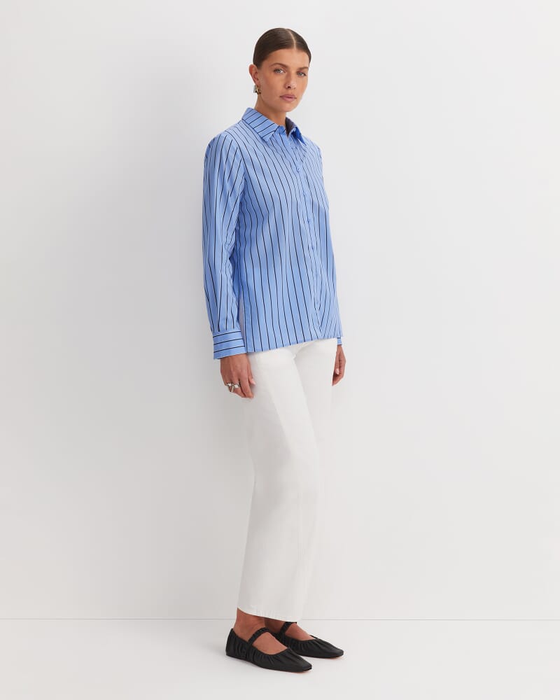 Gina Stripe Shirt in BLUE/WHITE