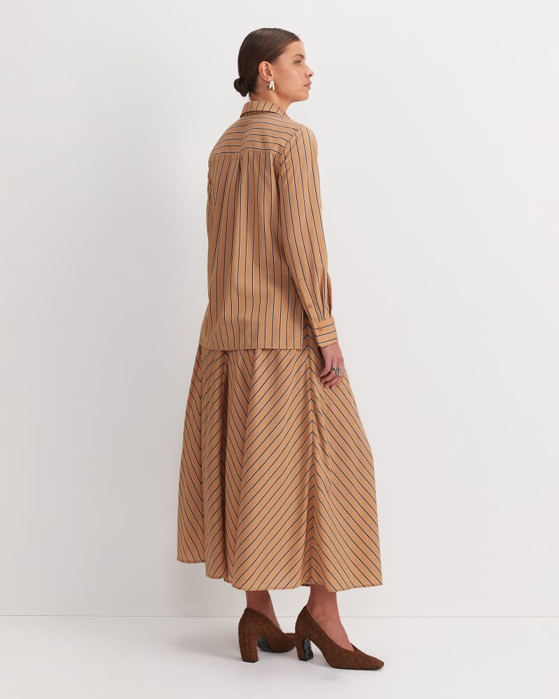 Gina Stripe Shirt in TAN/WHITE