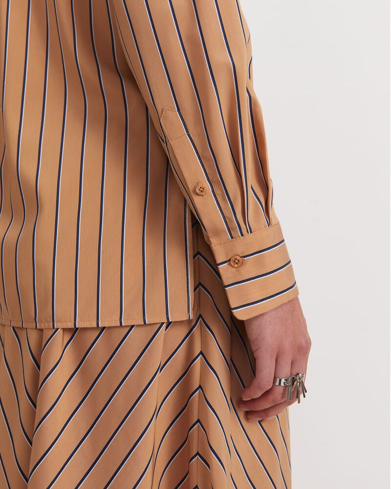 Gina Stripe Shirt in TAN/WHITE