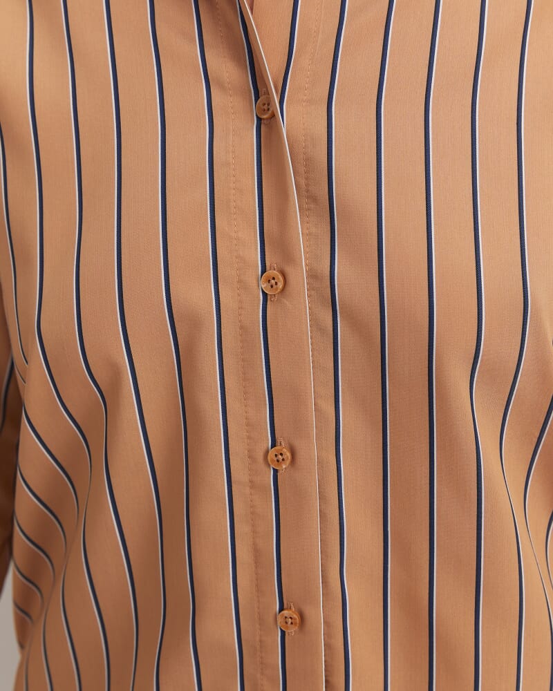 Gina Stripe Shirt in TAN/WHITE