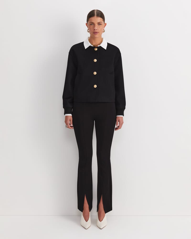 Crop Melton Jacket in BLACK