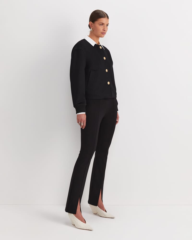 Crop Melton Jacket in BLACK