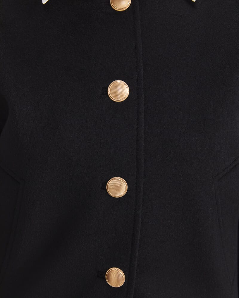 Crop Melton Jacket in BLACK