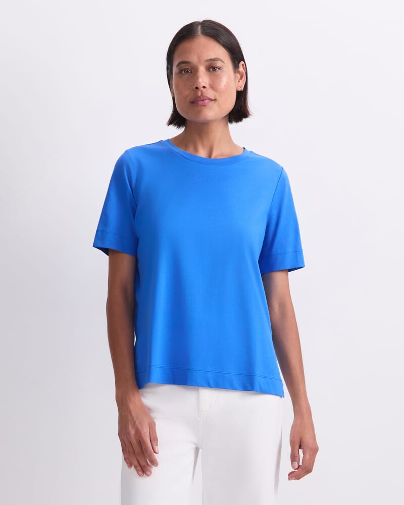 Mercerised Cotton Short Sleeve Tee in AZURE