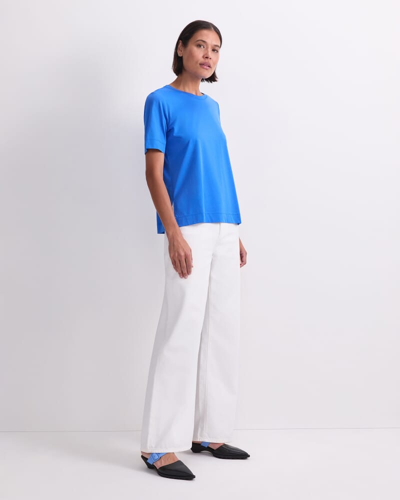 Mercerised Cotton Short Sleeve Tee in AZURE
