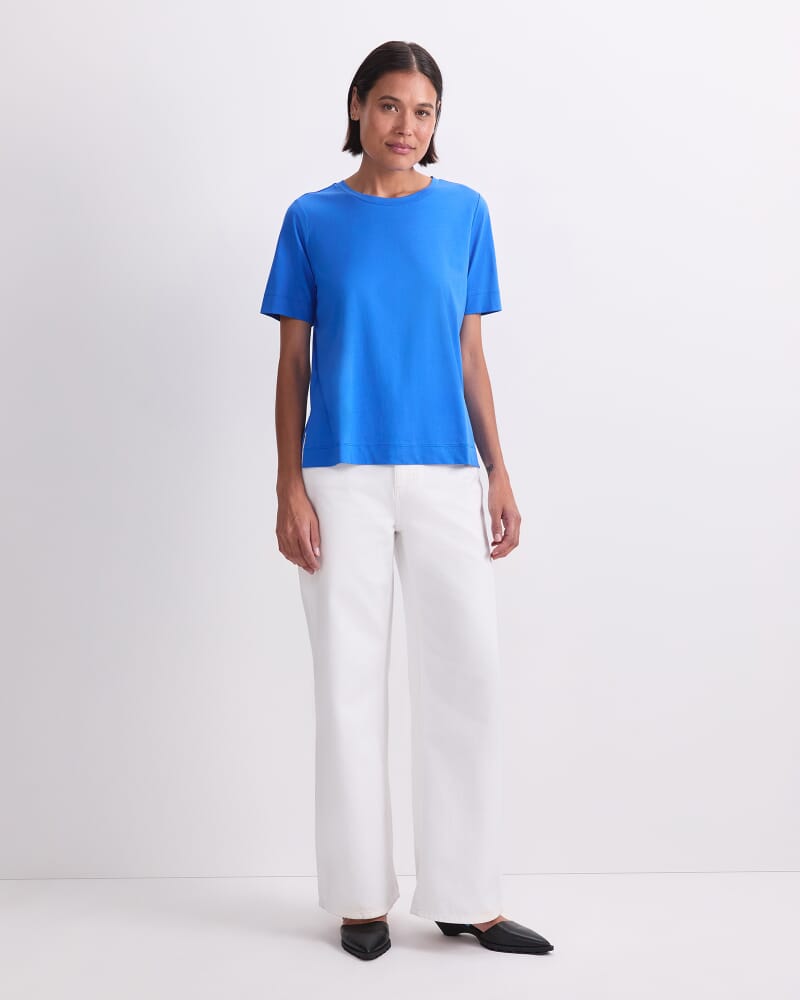 Mercerised Cotton Short Sleeve Tee in AZURE