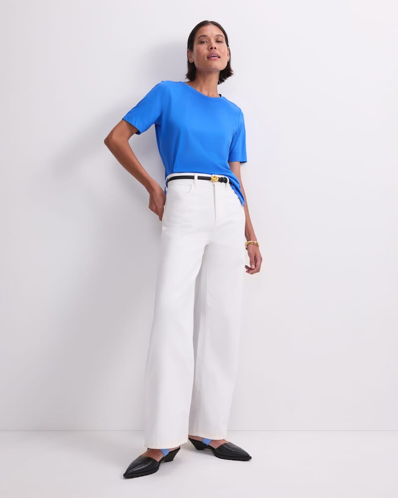 Mercerised Cotton Short Sleeve Tee in AZURE