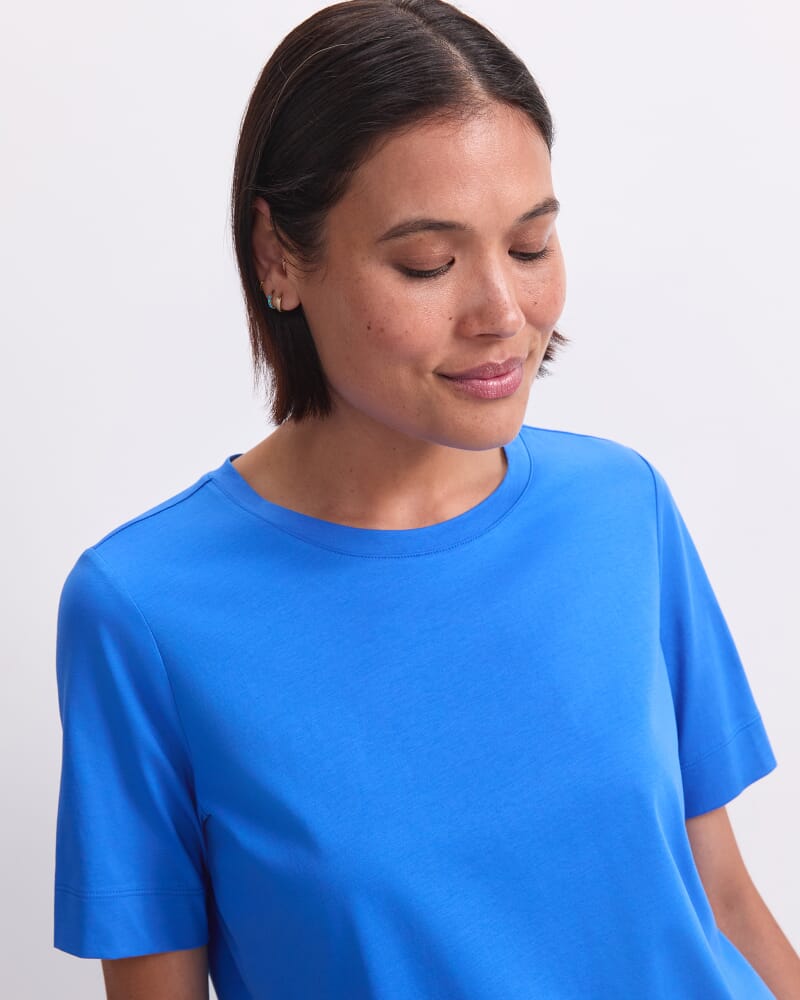 Mercerised Cotton Short Sleeve Tee in AZURE