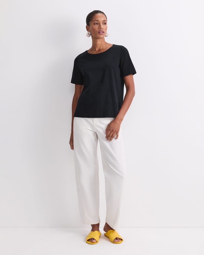 Mercerised Cotton Short Sleeve Tee in BLACK