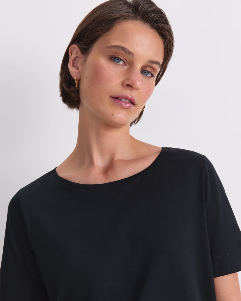 Mercerised Cotton Short Sleeve Tee in BLACK