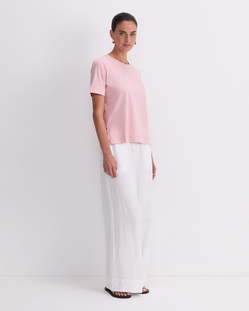 Mercerised Cotton Short Sleeve Tee in DUSTY ROSE