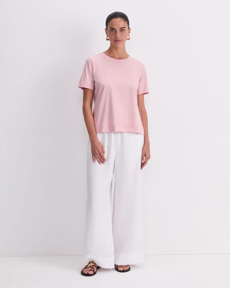 Mercerised Cotton Short Sleeve Tee in DUSTY ROSE