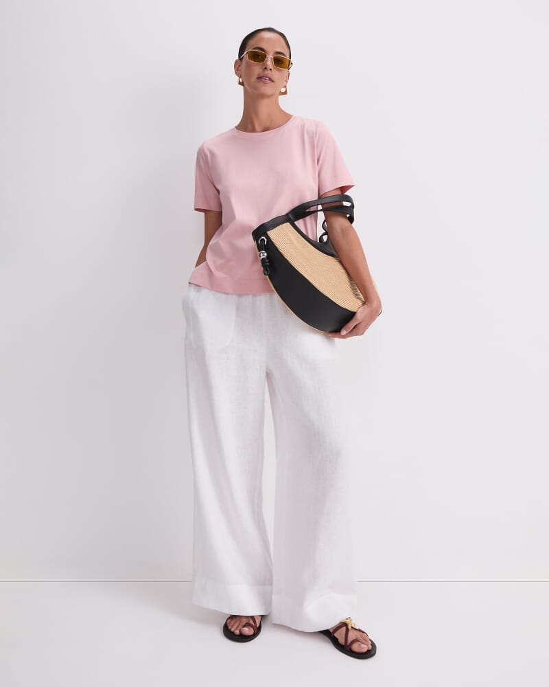 Mercerised Cotton Short Sleeve Tee in DUSTY ROSE