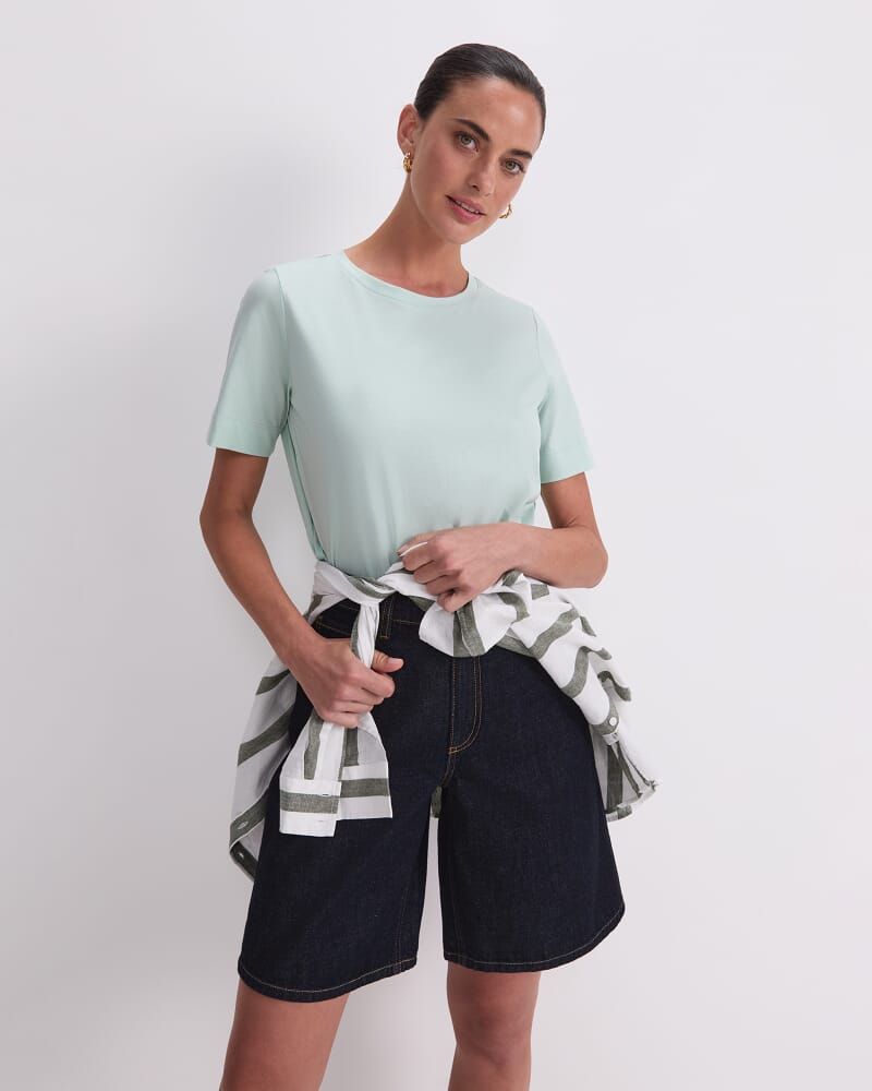 Mercerised Cotton Short Sleeve Tee in MINT