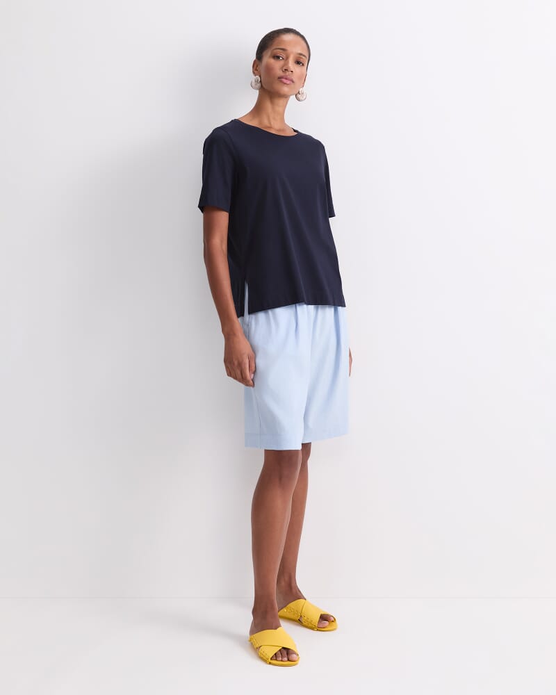 Mercerised Cotton Short Sleeve Tee in NAVY