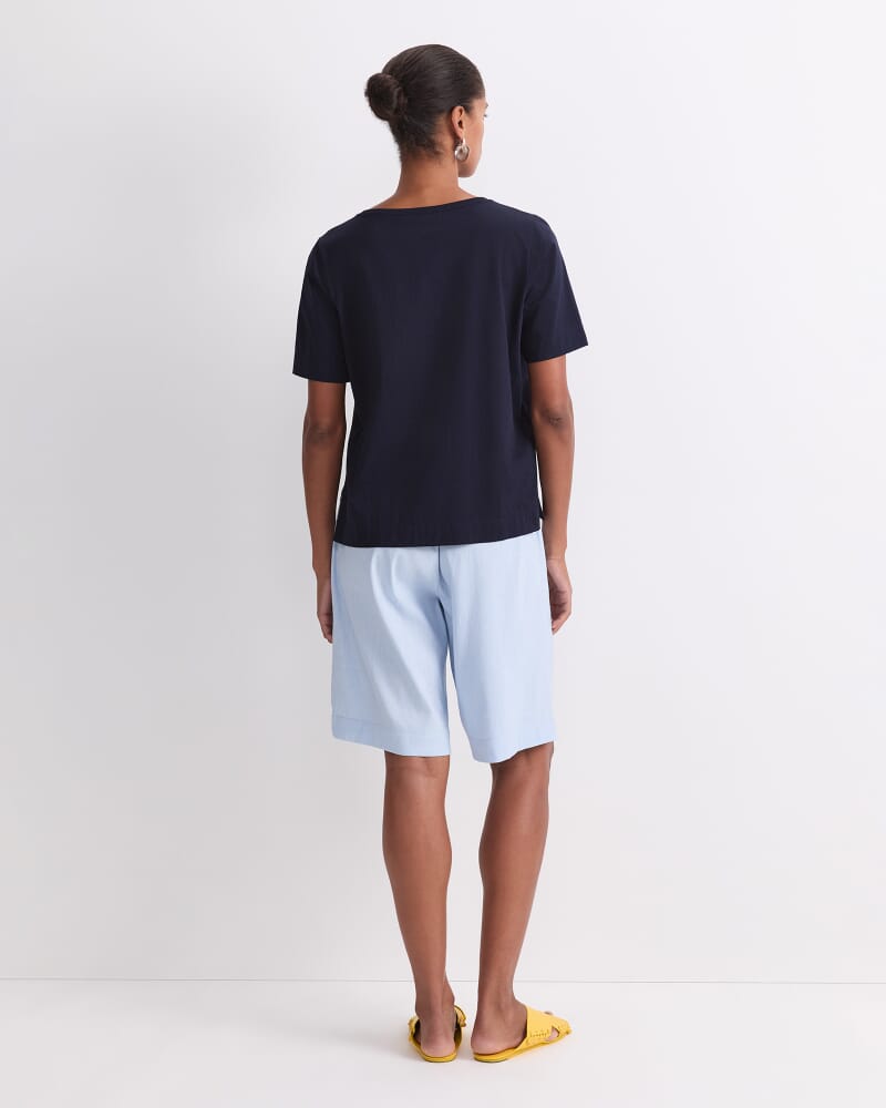 Mercerised Cotton Short Sleeve Tee in NAVY