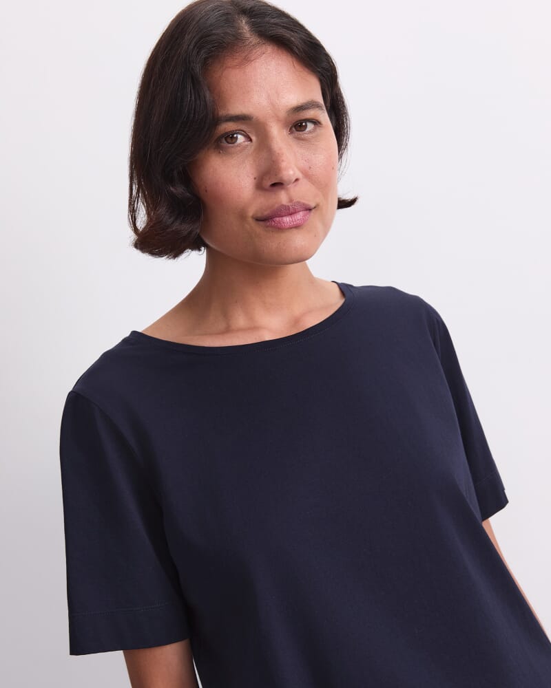 Mercerised Cotton Short Sleeve Tee in NAVY