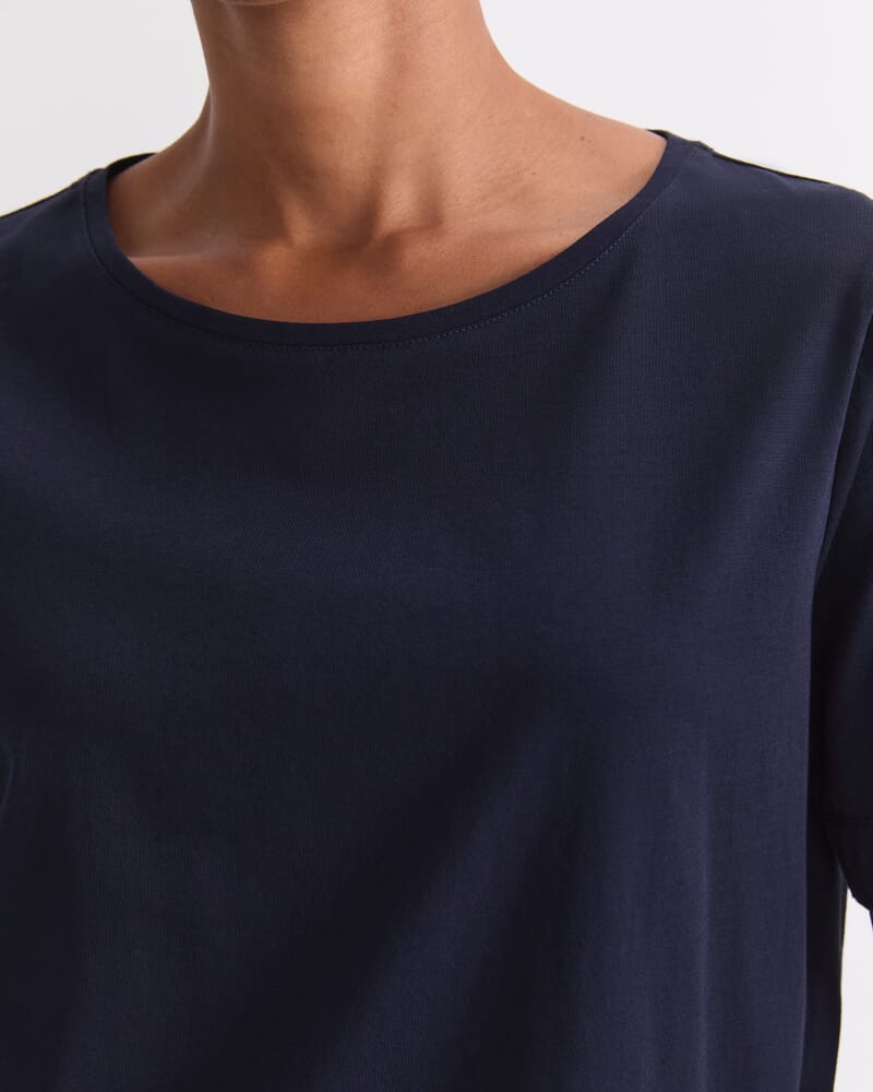 Mercerised Cotton Short Sleeve Tee in NAVY
